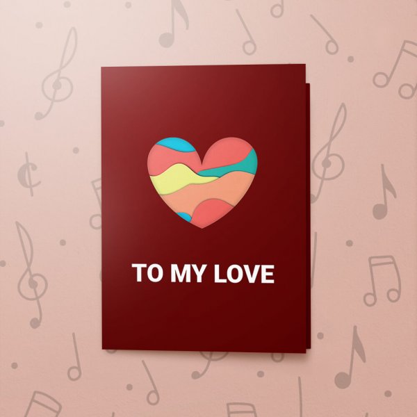 To My Love (Layered Heart - DARK RED) – Musical Love Card