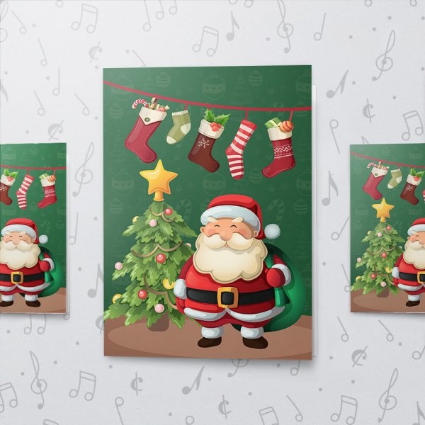 Merry Santa – Musical Christmas Card - Large
