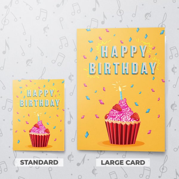 Happy Birthday Cupcake – Musical Birthday Card - Large