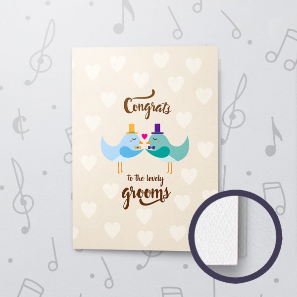 Congrats Grooms – Musical LGBT Wedding Card - Felt