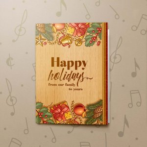 Wooden Holiday Greeting Musical Christmas Card